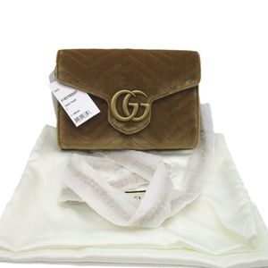 gg marmont 2.0 matelassé velvet wallet on a chain